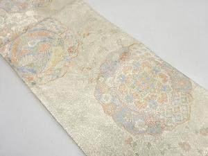 佐賀錦　絵皿に花鳥模様織り出し袋帯